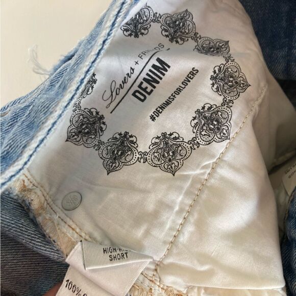 Lovers + Friends Jack High-rise Distressed Ripped Raw Hem Edge Denim/Jean Shorts - Picture 8 of 9